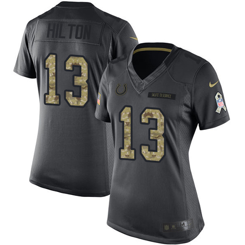 Women's Limited T.Y. Hilton Nike Jersey Black - #13 2016 Salute to Service NFL Indianapolis Colts